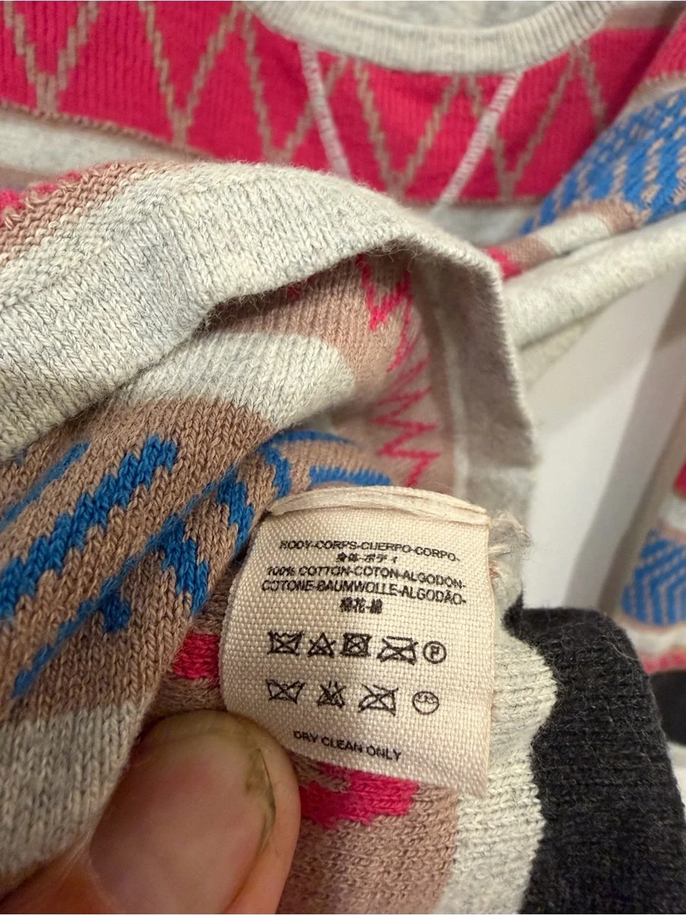 Free People Gray Scoop Neck Sweater with Pink & Blue Stripes